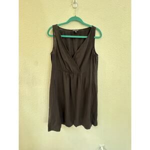 EILEEN FISHER Sz Medium Black Sleeveless Dress V-Neck Pockets Zipper